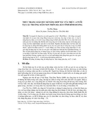 Thực trạng giáo dục kĩ năng hợp tác của trẻ 5 - 6 tuổi tại các trường mầm non trên địa bàn tỉnh Bình Dương