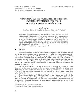 Tiềm năng và ưu điểm của phần mềm hình học động Cabri Geometry trong dạy học Toán: Trường hợp dạy học khái niệm hàm số