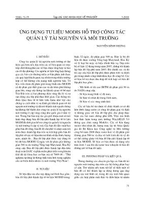 Ứng dụng tư liệu Modis hỗ trợ công tác quản lý tài nguyên và môi trường