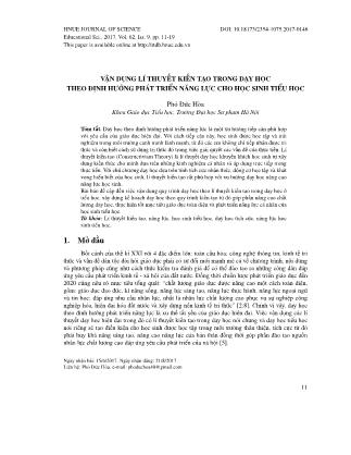 Vận dụng lí thuyết kiến tạo trong dạy học theo định hướng phát triển năng lực cho học sinh tiểu học